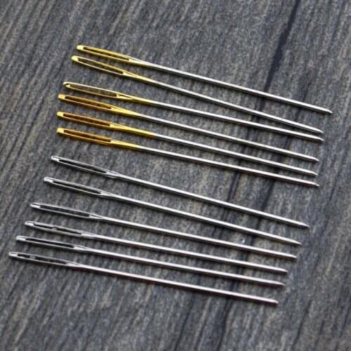 25pcs Multi-size Gold Silver Tail Needle Stainless Steel Cross Stitch Embroidery Sewing Clothes Needles Hand Household Tools G