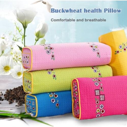 Korean Style Buckwheat Pillow Folk Custom Square Pillow Cotton Embroidered Pillow 3-Layers Of Cotton Health Care Cervical Pillow
