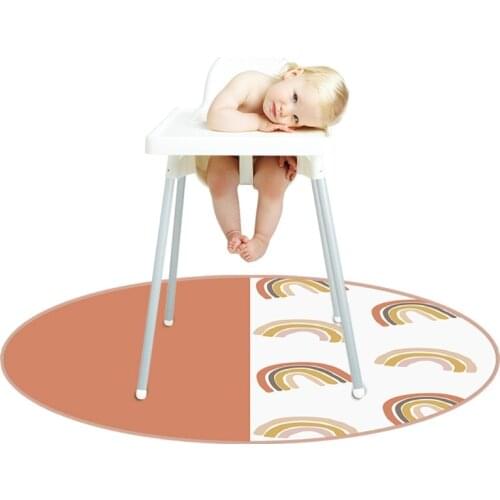 Highchair Floor Protector Mat Anti-Slip Silicone Spot Mat Baby Eatting Mat Round Floor Crawling Play Mat