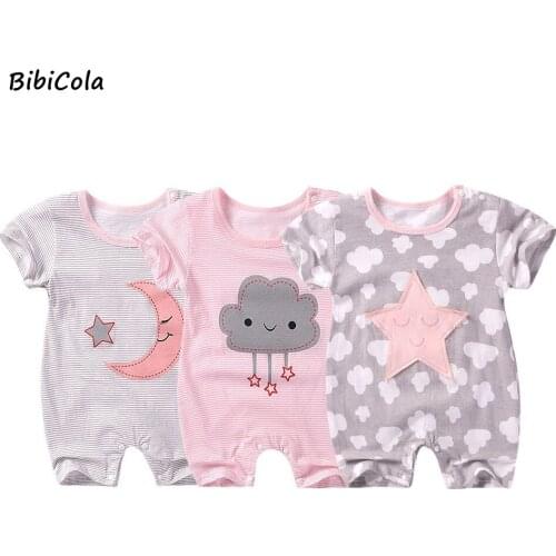 Summer 0-12 Months Baby Boys Girls Romper Infant Jumpsuit Cartoon Short-sleeved Climbing Pajamas Cotton Brand Toddler Clothes