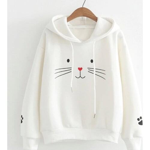 Cute Cartoon Hoodies Women Autumn Long Sleeve Hooded Sweatshirt Pullover Loose Casual Lady Hoodies Tops Blouse