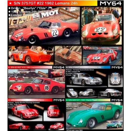 MY64 1:64 250GTO red / silver / green Resin Model Car