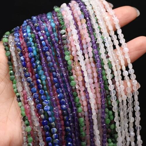 Natural Stone Beads Coin Oblate Tourmaline Olivine Garnet Faceted Loose Spacer Beads for DIY Bracelet Jewelry Making Findings