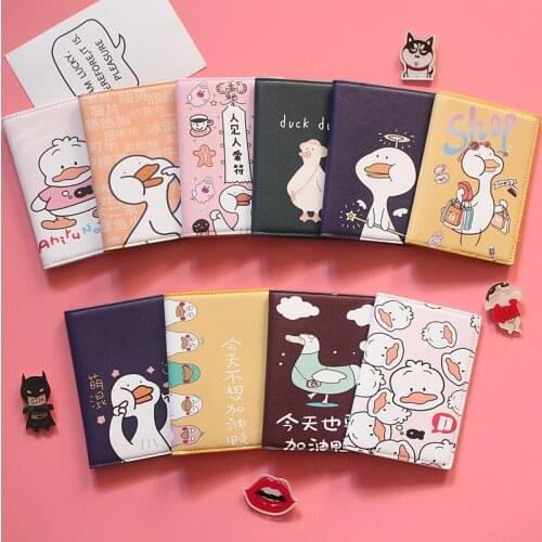 Duck Expression Printing Girls Passport Holder Leather ticket ID Card holder Travel Passport Cover Men and women passport case
