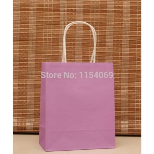 Wholesale 20pcs/lot Purple Kraft Paper Bags With Handle 18x15x8cm Boutique Jewelry Gift Packaging Bag Fashion Paper Gift Bags