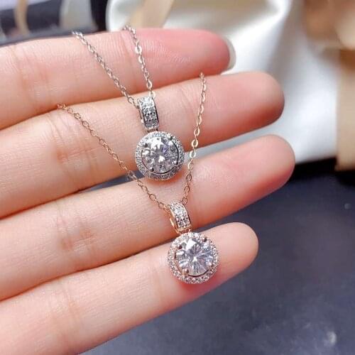 925 Sterling Silver 2ct Round Diamond Pendant Necklace for Women Fashion Choker Necklace Fine Jewelry Christmas gifts for women