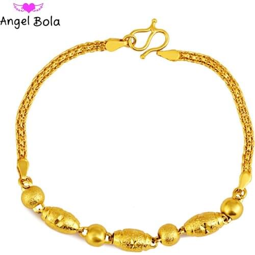 Punk Cuban Chain Type Round Bead Bracelet Islamic Muslim Gold Women Charm Bracelet Wedding Party Holiday Gift Fashion Jewelry