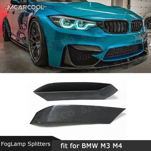 Carbon Fiber Front FogLamp Corner Splitters Covers Trim for BMW F80 M3 F82 F83 M4 2014-2018 eyelids Strips Stickers
