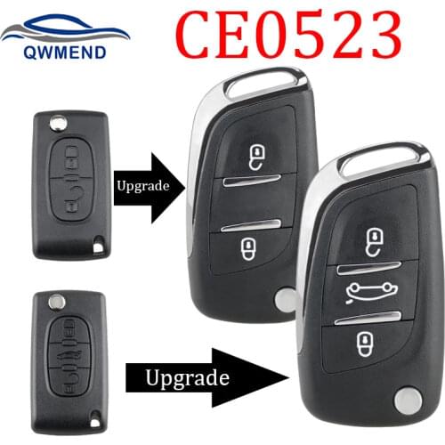BHKEY CE0523 Modified Flip Folding Key Shell for Peugeot 306 407 807 Partner Remote VA2/HU83 Blade Entry Fob Case 2/3 Button