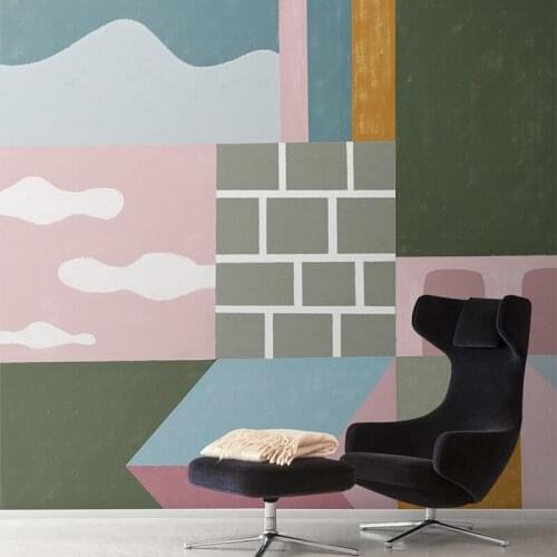 MASAR Modern geometric custom murals teen color creative wallpaper children room bedside background wallpaper Dream puzzle