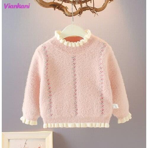 Girls Sweaters New Mink Velvet Baby Kids Sweater Clothes 0-7 Years Old Childrens 2021 Autumn Winter Knitted Bottoming Clothes