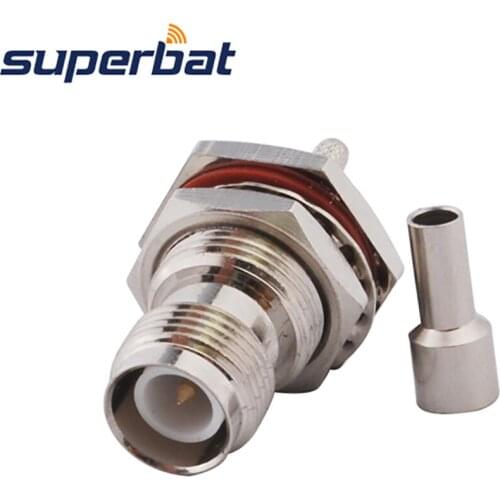 Superbat RP-TNC Crimp Jack(Male Pin) Bulkhead O-ring RF Coaxial Connector for RG174 RG178,RG316,LMR100,1.13mm,1.37mm Cable