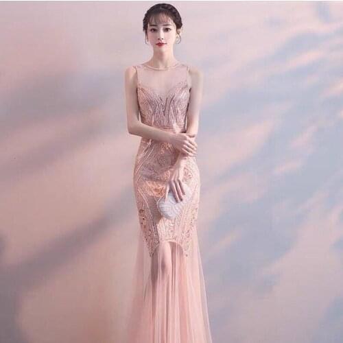 2021 Women Sexy Backless Prom Evening Dresses Sleeveless Appliques Formal Gown Long Maxi Party Dress Vestido De Festa Y676