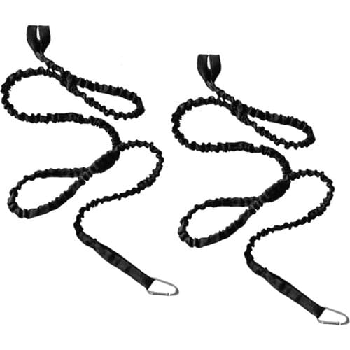 2 Pieces Durable Nylon Kayak Canoe Safety Paddle Leash Fishing Rod Holder Accessory Leash 61'' Black