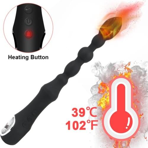 Prostate Massager Anal Long Beads Heating Anal Vibrator Anal Sex Toys for Men Women Anal Plug Butt Plug for Beginner
