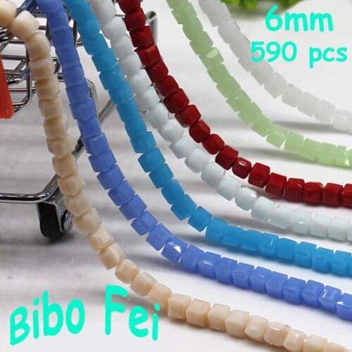 Free shipping multi color 6mm 590PCS Glass Czech crystal beads,Square crystal beads, bracelet necklace Jewelry Making