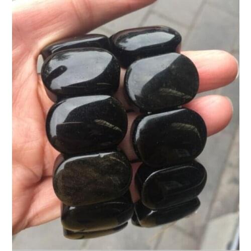 18*20mm Nature Nephrite Obsidian black bracelet Large Beads Bracelets