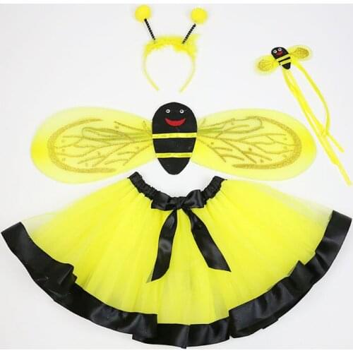 Animal Festival Party Childrens Performance Clothing Net Gauze Skirt Set of Bee Wings Costume Cosplay Props
