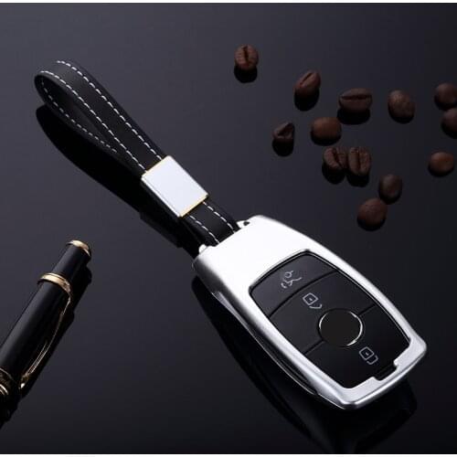 For Mercedes Benz 2017 E Class W213 Aluminum Alloy Key Chrome Chain Ring Cover Key Case MentalCar Styling Accessories