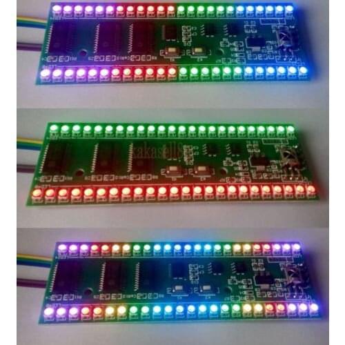 RGB MCU Adjustable Display Pattern 24 LED VU Level Indicator Meter Dual Channel