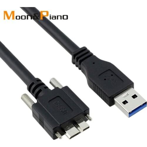 3.0AM to MicroB Industrial Camera Wire Micro USB 3.0 Cable Male to Male With Locking Screws Black 0.6m 1m 1.5m 3m 5m