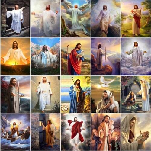 Jesus Figure Painting By Numbers Kits DIY Frame HandPainted Oil Picture By Number Religious Home Decor Wall Art Chrismas Gift
