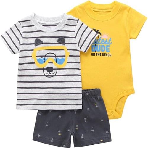 Newborn Baby Clothing Sets Summer Baby Boy Rompers Sets Infant Boy T-shirts+Casual Shorts pants+Bodysuit Sets Tracksuit
