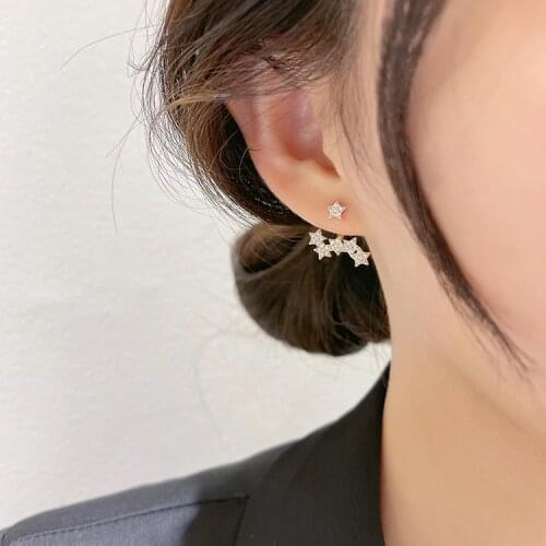 Korea New Design Fashion Jewelry Exquisite Copper Inlaid Zircon Multiple Star Earrings Elegant Womens Wedding Accessories