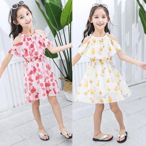 Summer Fashion Girl Dress Baby Girls Dress Leaf Print Floral Sleeveless Chiffon Dress Clothes Платье Robe Bimba Girl Clothes