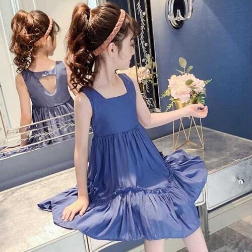 Summer Girls' Dress Simple Style Stitching Lace Sleeveless Sweet Princess Dress Big Kids ChildrenS Clothing For Teens 4-13Y