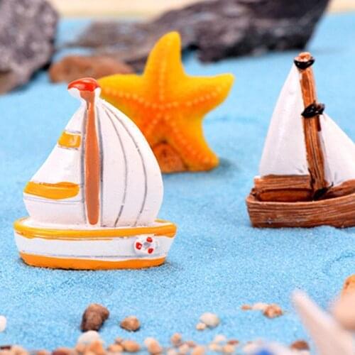 Summer Sun Dolphin Beach Boat Pigeon Figurine Starfish Resin Craft Home Decor Miniature Fairy Garden Decoration Accessories Toys