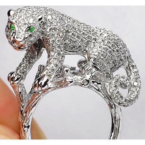 Luxury personality leopard mens party ring Trend Silver Color Gift Jewelry Rings For Women Men Party Gifts F3X561
