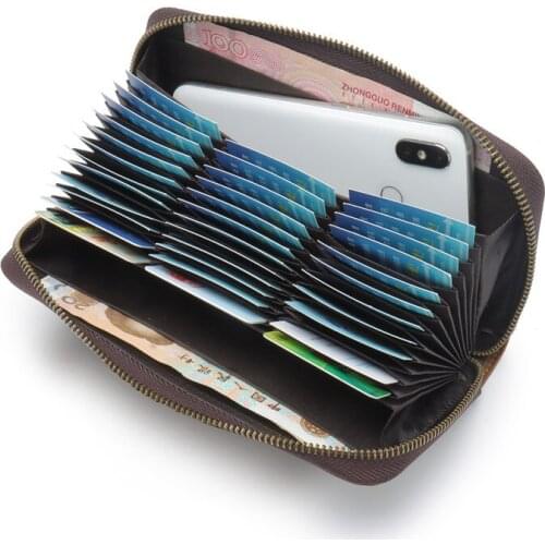 RFID Crazy Horse Men Long Wallet Organ Card Holder Phone Bag Vintage Wallet Men Leather Wallet High Quality Anti-thief