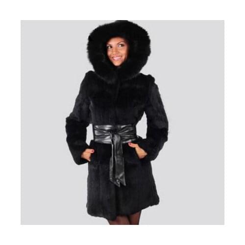 New Female Hooded Mink Fur Jackets Long Section Casaco De Pele Large Size Casual Womens Fur Overcoats Warm Clothes S/6Xl Cj81