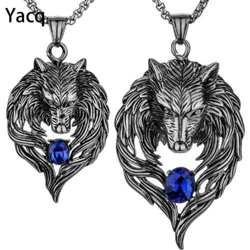 Yacq Couple Necklace Stainless Steel Wolf Pendants Chain Valentine Day Romatic Jewelry Gifts for Hime and Her Dropshipping GN41