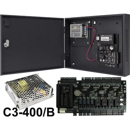 TCP/IP Access Control Panel Access Control Board ZK C3-400 4 Doors Access Control System With Power Supply Box Battery Function