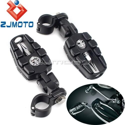 Motorcycle Front Black/Chrome Footrests Footpegs Zombie Skull Aluminum Rubber Pad For Harley Touring Glide FLH FLT Dyna Softail