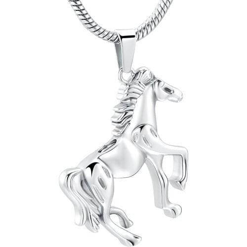 Running Horse Shape Urn Pendant Cremation Ashes Keepsake Memorial Urn Jewelry Stainless Steel Funeral Necklace