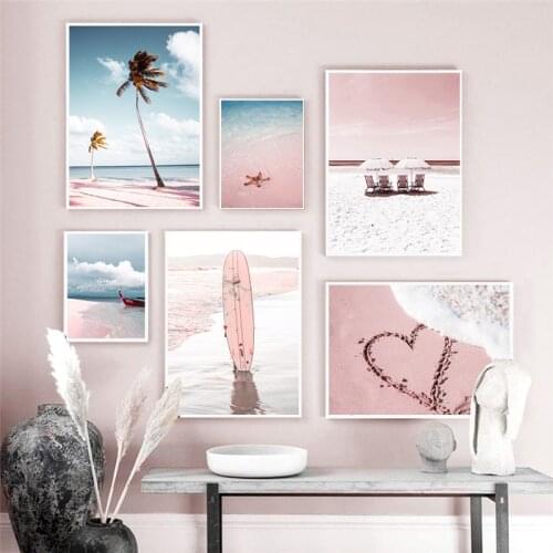 Seaside Landscape Poster Modern Home Decor Wall Art Canvas Painting Coconut Tree Print Scenery Picture for Living Room Design