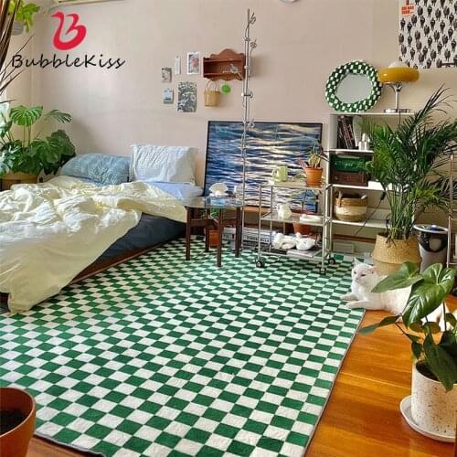 Bubble Kiss Retro Plaid Carpet Thick Cashmere Rugs For Living Room Moroccan Kid Play Mat Home Bedroom Decor Bedside Plush Rugs