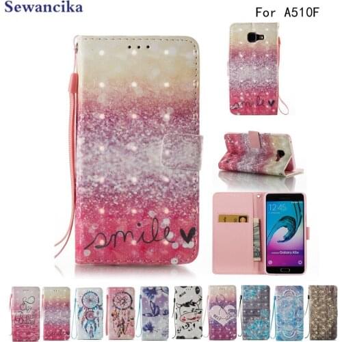 Luxury PU leather phone case for Samsung Galaxy A5 (2016) SM-A510F (5.2") Flip wallet With Card Holder Cover protective shell