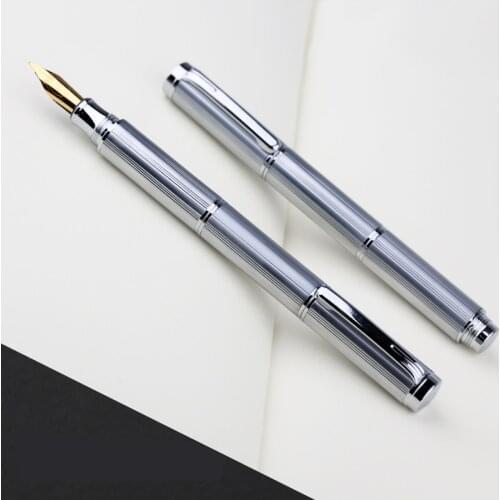 Cute Short Fountain Pen for Writing Mini Portable Ink Pens Fine Nib 0.5mm Silver Pens School Office Supplies Stationery