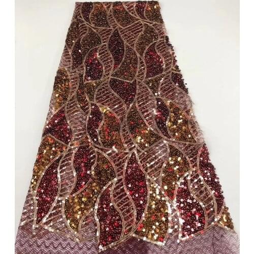 The Latest African Lace Fabric For Nigerian Party Dresses High Quality French Mesh Embroidery Sequined Tulle Lace Fabric R39751