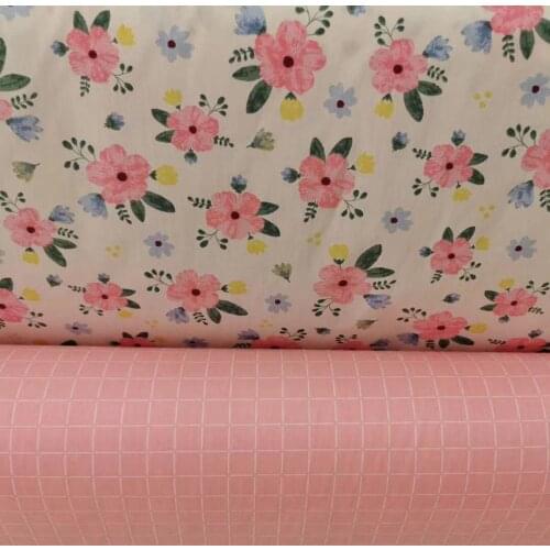 Pink Floral Series Printed Cotton Fabric Twill Cloth DIY Textile Quilting Sewing Baby&Child Sheets Clothes Material Half Meter