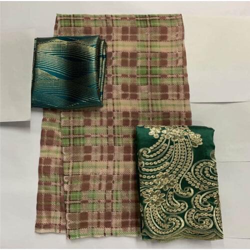 2 Yards Silk Scarf + 3.5 Yards Silk Clothes With 2 Yards African George Lace Fashion Print Fabric For Women Dress! LXF99225