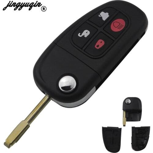 Jingyuqin 4 Buttons Remote Flip Folding Key Case Shell For Jaguar X type S type XJ type XK Type Key Car Key Cover Uncut Blade