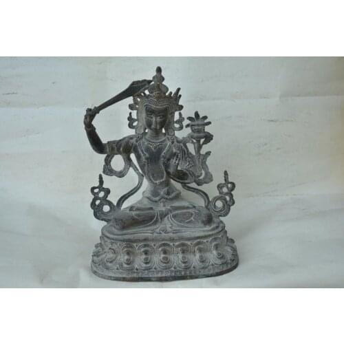 Old Tibet copper Protect the king Buddha statue,Pure handmade, exquisite workmanship,best collection & adornment, free shipping