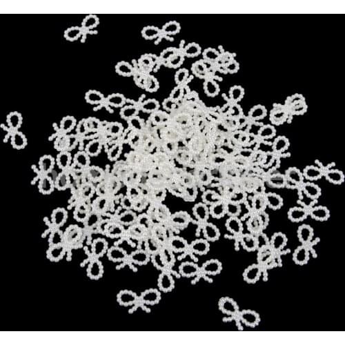 100 Bowknot Shaped Faux Pearls Cabochon Embellishments Wedding Card Making