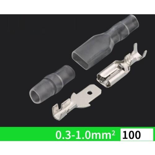 4.8 plug spring insert, insulating transparent sheath, 100 sets of male and female plug-in terminals