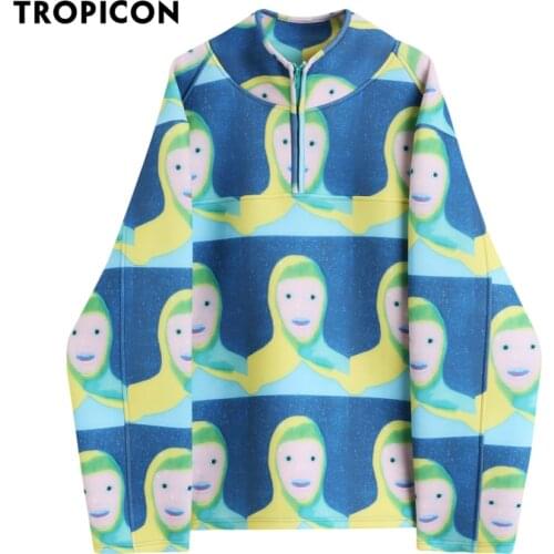 TROPICON Designer Sweatshirt Women Oversized Hoodie Turtleneck Cartoon Print Pullover Streetwear Aesthetic 2020 Fall